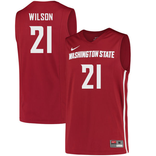 Men #21 Jack Wilson Washington State Cougars College Basketball Jerseys Sale-Crimson